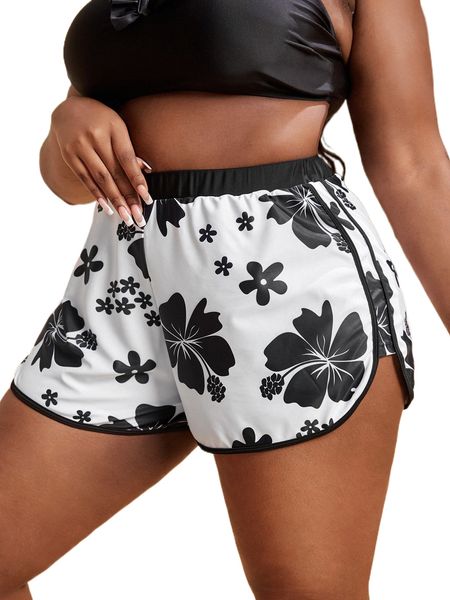 

plus 2pack floral split bikini bottom 03gp#, Black