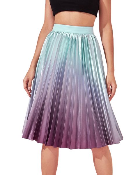 

x nm3 ombre pleated satin skirt m4fr#, Black