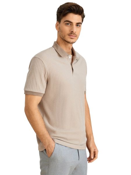 

men solid rib knit polo shirt a5rg#, White;black