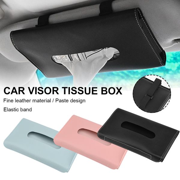 

pu leather car sun visor tissue boxes towel holder hanging on auto interior storage decoration accessories