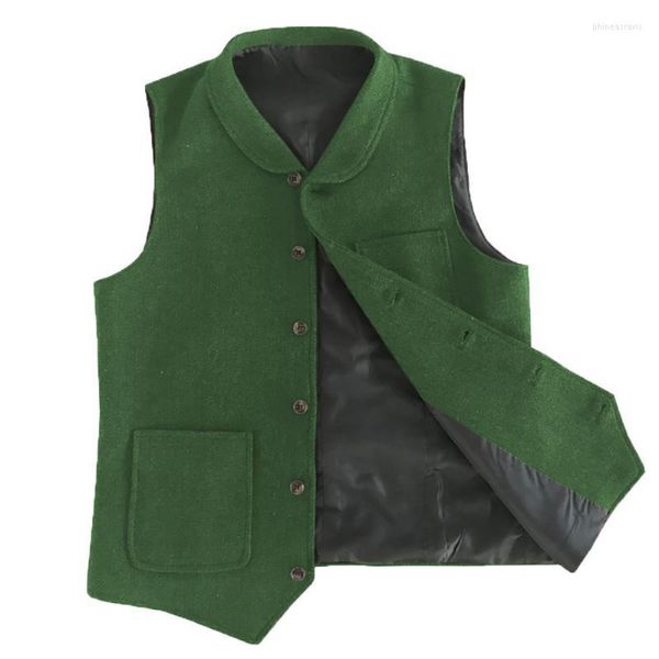 Gilet da uomo Gilet da uomo Colletto sartoriale caffè Gilet retrò con utensili Giacca monopetto da lavoro Gilet casual slim fit Homme V Phin22