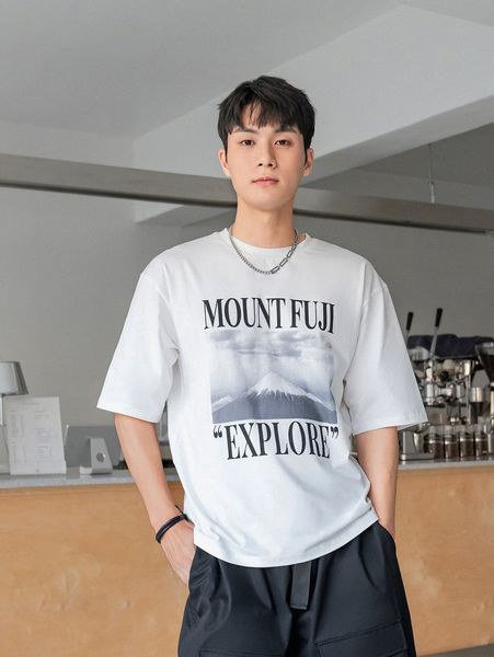 

men letter graphic print tee c4ms#, White;black