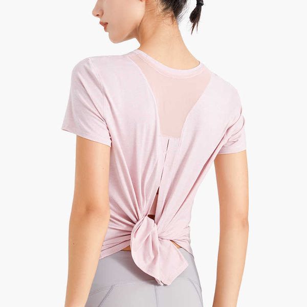 

sports t-shirt yoga clothes blouse women's loose mesh cool breathable fast drying fitness shirt short sleeved outdoor running shirt, White;red