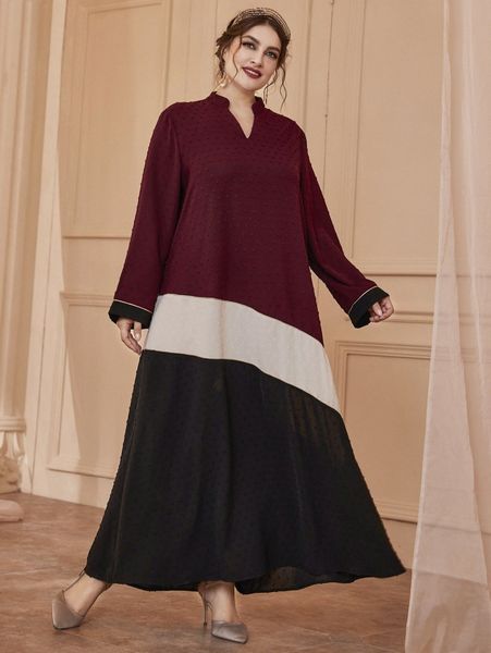 

plus color block swiss dot dress 12cf#, Black