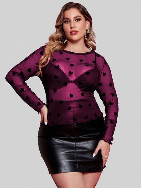 

plus heart mesh without bra c8p2#, Black