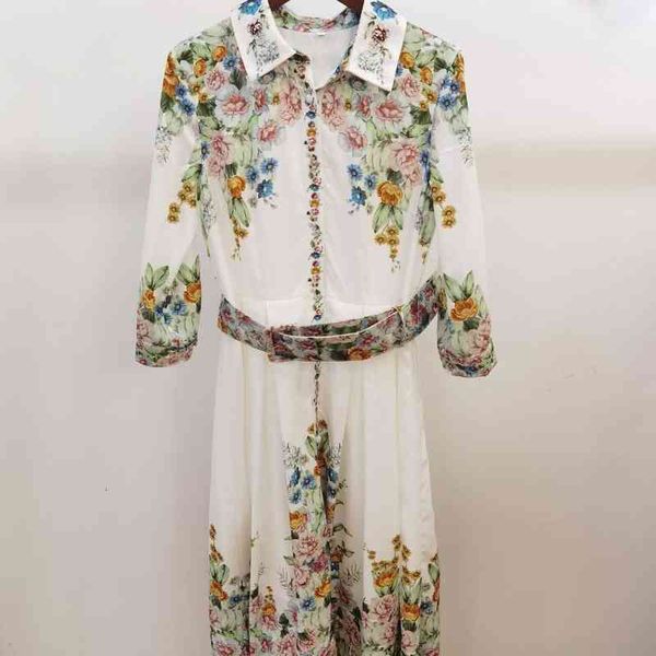 

casual dresses fashion show shirt print medium length dress 900m, Black;gray