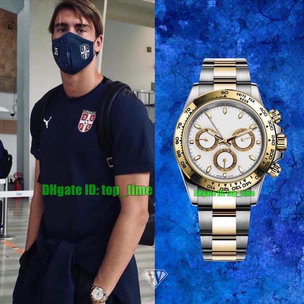 

n factory v4 luxury watches dusan vlahovic 116503 40mm 904l cal.4130 automatic chronograph mens watch white dial 18k gold two tone bracelet, Slivery;brown