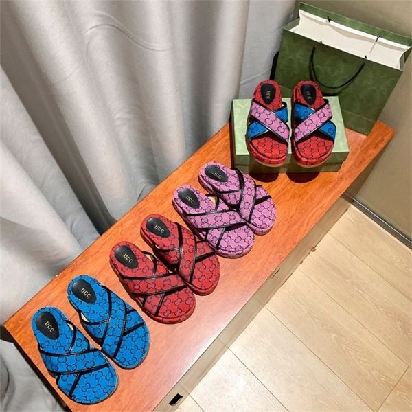 

with low discount designer family thick bottom cross wear satin print flat leisure elevated cool slippersjcuy, Black