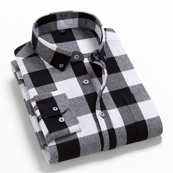 

man plaid shirts cotton chemise male blouses casual long sleeve formal business shirt mens clothing 220720, White;black