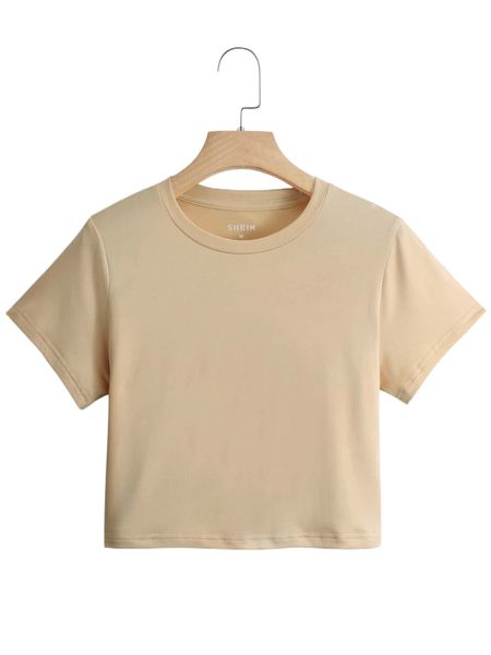 

solid short sleeve crop tee a4wd#, White