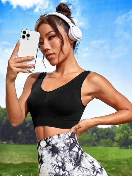 

solid sports bra 98lc#, Gray