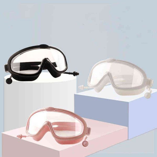 Gafas de natación al aire libre Tapones para los oídos 2 en 1 Conjunto para niños Anti-niebla Protección UV Gafas de natación con tapones para los oídos para niños de 4 a 15 años G220422
