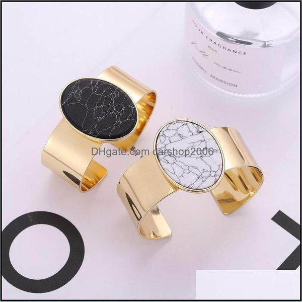 

bangle bracelets jewelry fashion gold color black white turquoise stone cuff bracelet for women drop delivery 2021 pvf1h