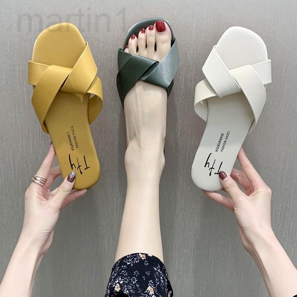 

slippers designer 2020 summer new style sandals, one-line style, wear flat slippers, women's shoes, comfortable and fashionable, large, Black