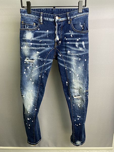 

2022 new men jeans hole light blue dark gray italy brand man long pants trousers streetwear denim skinny slim straight biker jean for d2 d2