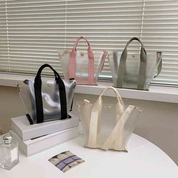 

summer fashion women transparent solid color shoulder crossbody messenger bag ladies beach vacation large capacity tote handbags y220527