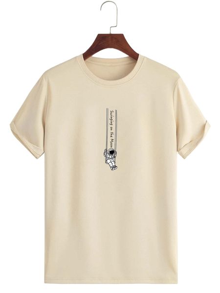 

romwe guys spaceman print tee x68f#, White;black