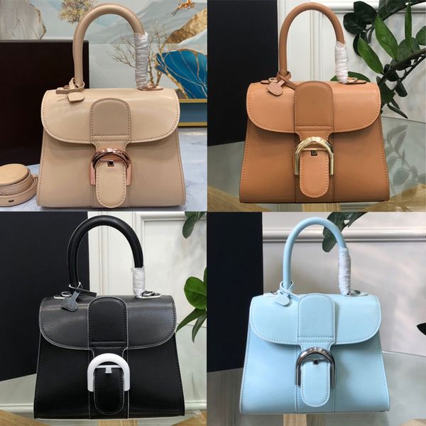 

2022 fashion delvo womens bags brillant mini navy blue brown beige delvauxs cowhide leather bag buckle horseshoe shoulder bag female messeng