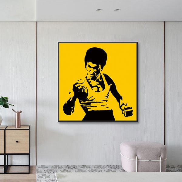 Bruce Lee Poster e stampe Star del cinema Wall Art Dipinti su tela Ritratto astratto Immagine da parete per la decorazione della camera da letto Pittura murale