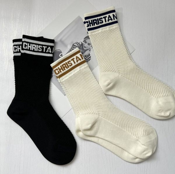 

womens classic letter love hosierys brand d's sock spring summer hollow tube fashion style socks mercerized wool female hosiery thin co, Black;white