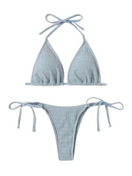 

textured tie side bikini swimsuit d6hn#, White;black