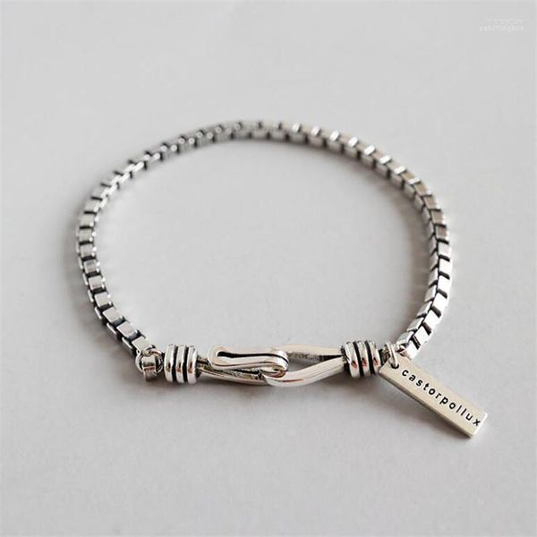 Link Kette 2022 Männer Sterling Silber Armbänder Mode Vintage Breite 3MM Box Für Frauen Trend Liebhaber Armband Unisex Alte schmuck Inte22