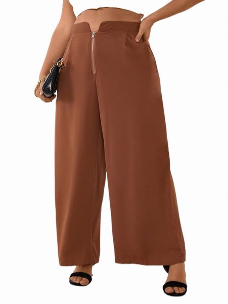 

plus zip fly wide leg pants q4ub#, Black