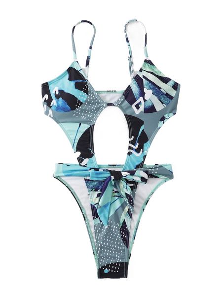 

all over print cut out one piece swimsuit k02n#, White;black