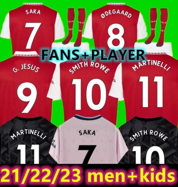 

21 22 23 smith rowe g.jesus saka soccer jersey fans player version odegaard nketiah martinelli tierney 2021 2022 2023 football kits shirt me, Black;yellow