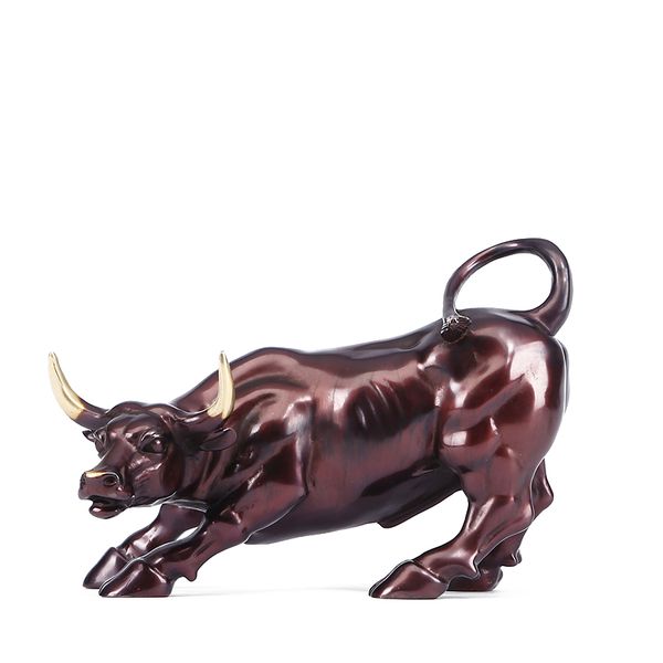 

bronze wall street bull statue stock market charging bull sculpture art home office decor gift, Silver
