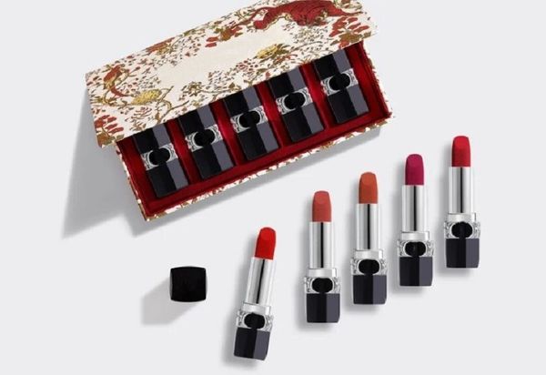 

refillable lipstick collection x 5 piece travel size couture colour velvety long-wearing lipsticks kit luna new year of tiger floral lip bea