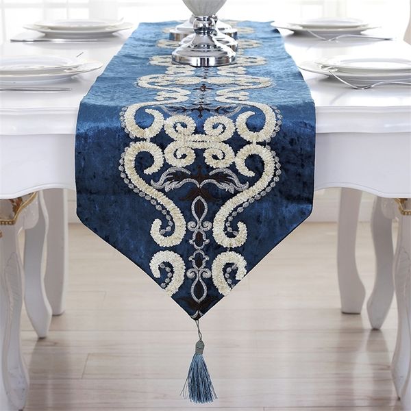 Runner de mesa de flaneta de estilo europeu com borla Modern Dining Room Tea Flag Luxury Wedding Home Decoration Bed Runners 220615