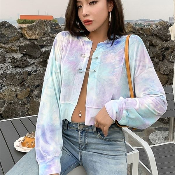 

fashion autumn winter tiedyed coat women jacket cardigan cropped jackets overcoat bomber jacket outwear y201012, Black;brown