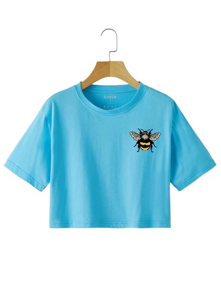

bee print crop tee p0r9#, White