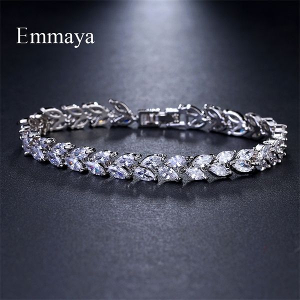 

emmaya brand fashion charm aaa cubic white zircon four colors leaf jewelry bracelets for woman elegance wedding party gift 220726, Golden;silver