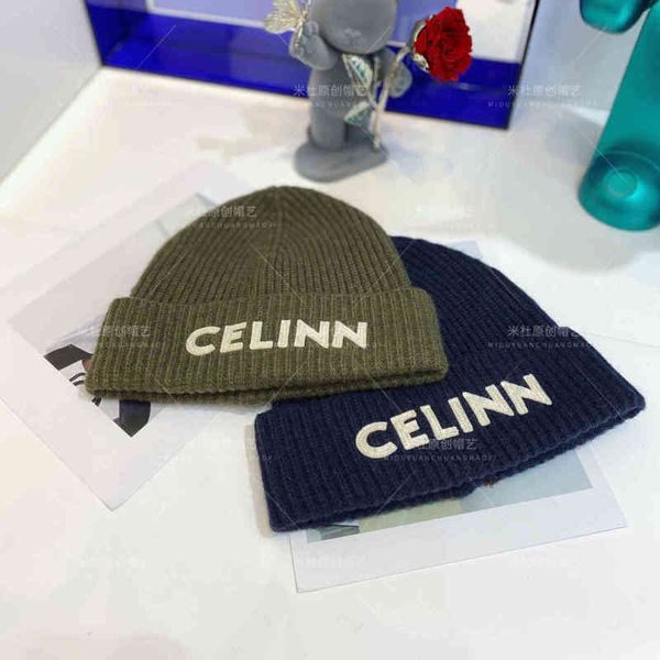 

designer hats celins saijia correct version 21 new fashion brand letter knitted hat in early autumn winter warm age reducing entity batch, Blue;gray