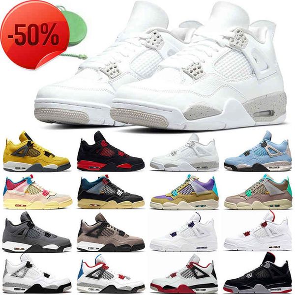 

2022 jumpman 4 men women basketball shoes 4s red thunder diy shimmer university blue white oreo taupe haze lightning mens trainers253n, Black
