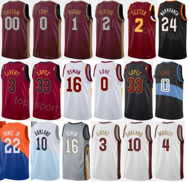 

screen print men youth basketball darius garland jersey 10 city earned evan mobley 4 ricky rubio 99 collin sexton 2 cedi osman 16 jarrett al, Black;red