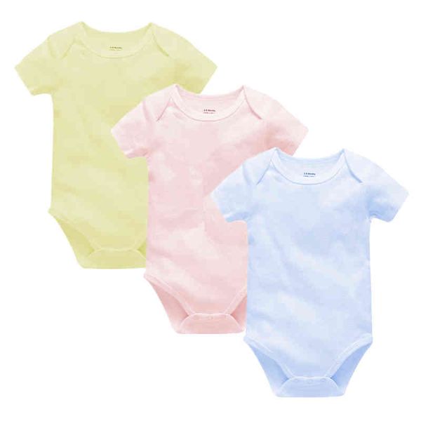 Yaz Bebek Bebek Kız Giyim Romper Yenidoğan Bebek Onesies 0-24m Katı Tek Parçalı Roupa Bebe De% 100 Pamuk Sweatshirts Jumper G220510