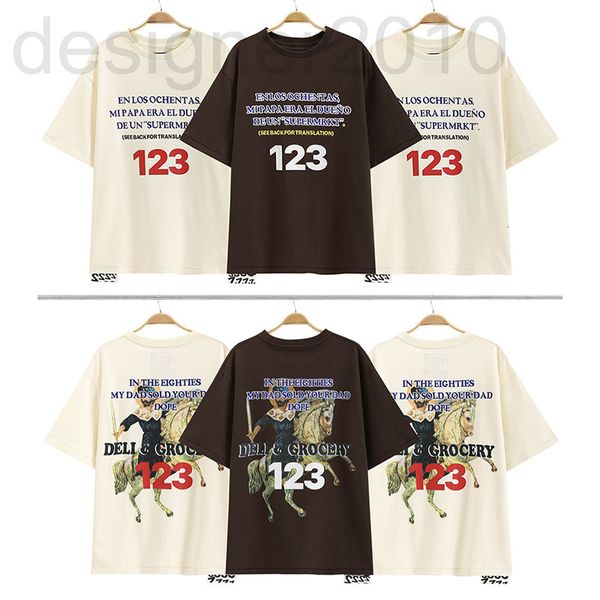 

men's t-shirts designer rrr123 22ss knight letter printing washed and made old meichaogao street summer round neck loose short sleeve t, White;black