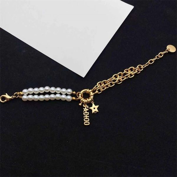 

70% off clearance sale new five pointed star pearl multi-layer women's net red same high-grade wind asymmetric bracelet, Black