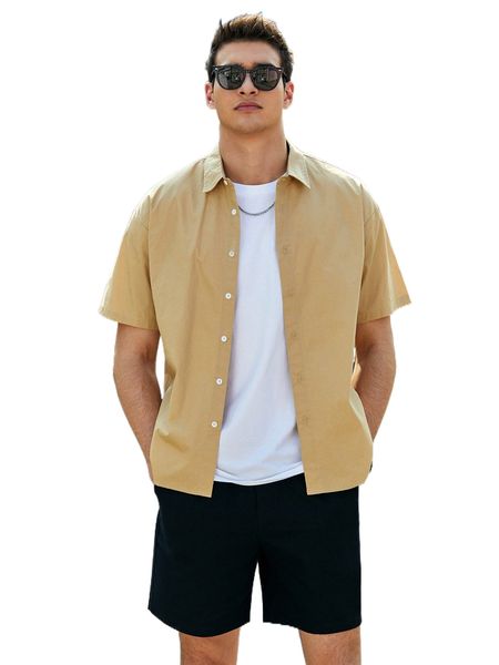 

men drop shoulder solid shirt t2rf#, White;black