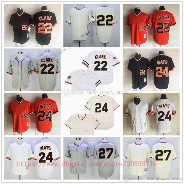 

movie college mitchellness baseball wears jerseys stitched 22 willclark 24 williemays 27 juanmarichal all stitched name number breathable sp, Black
