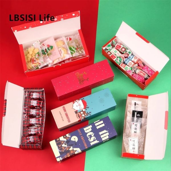 Lbsisi Life 20pcs Candy Box Feliz Natal Papel Nougat Wrapper es Cookie Biscuit Flip 220427