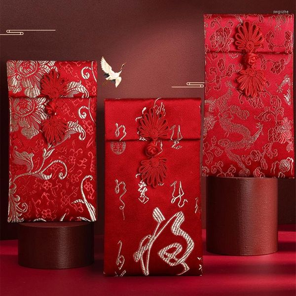 Confezione regalo Festival di primavera Busta rossa Anno cinese Hong Bao Borsa per caramelle per matrimoni Borse portafortuna in broccato Decorazioni per tasche creative per soldi HongbaoGift