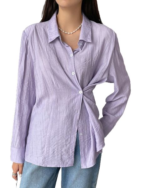 

dazy solid button front shirt b9jd#, White