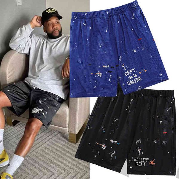 

men's and women's paint speckled mesh shorts vintage casual beach pants sleeve streetwear women clothes loose, White;black