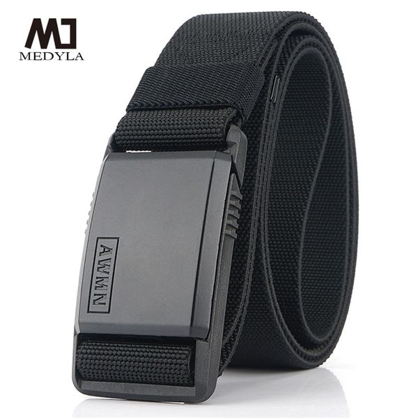 

medyla nylon belt metal magnetic buckle adjustable belts for men military combat elastic belts wearresistant 220811, Black;brown