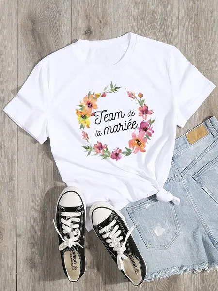 Team Bride Bachelorette Wedding Party Women Evjf Tee Shirt Casual Ladies Basic O-collare T-shirt a maniche corte rosa Ragazza