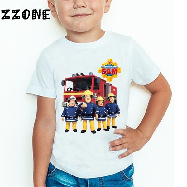 

children cartoon fireman sam printed funny t shirt kids summer baby girls boys great casual tshirt 220714, Blue